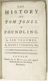 FIELDING, HENRY. The History of Tom Jones, A Foundling. 6 vols. 1749